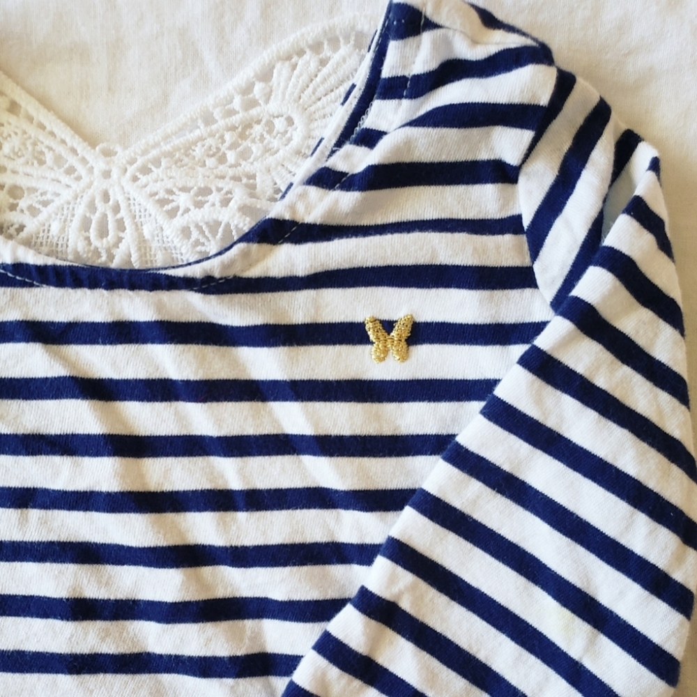 Oshkosh Navy Blue and White Butterfly Shirt